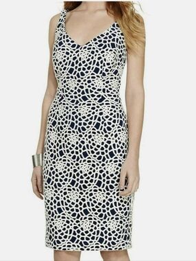 White Crochet Overlay Navy Blue Sleeveless Dress Ralph Lauren Size 6